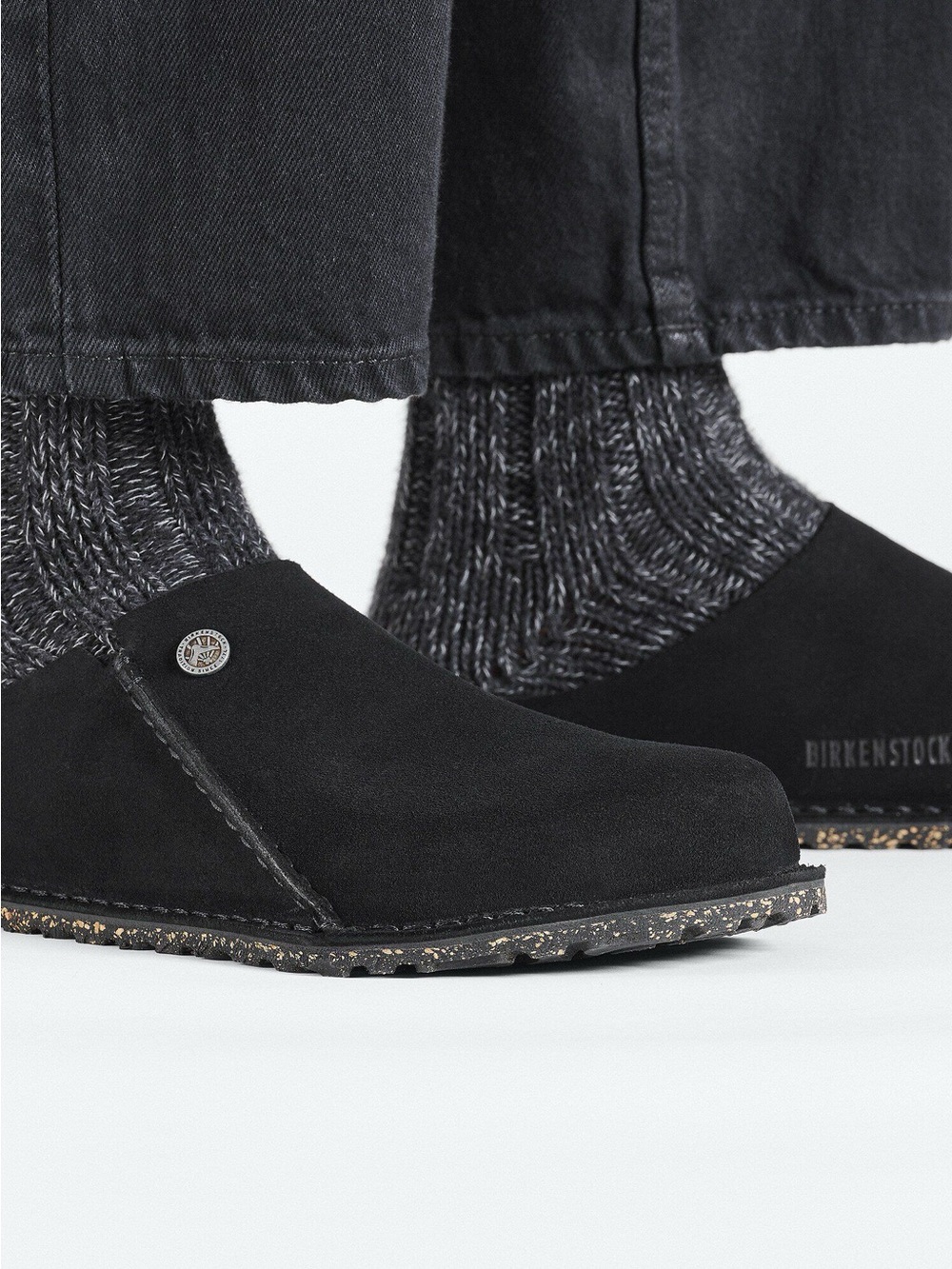 Birkenstock Zermatt Premium Black Suede Clogs Slip-On Shoes 8 New
